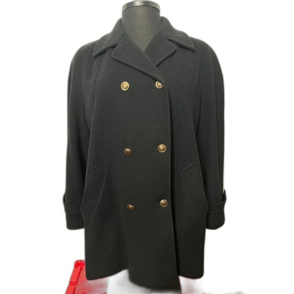 Mackintosh Womens 100% Wool Double Breasted Acetate Lined Pea Coat USA XXL EUC - Picture 1 of 8